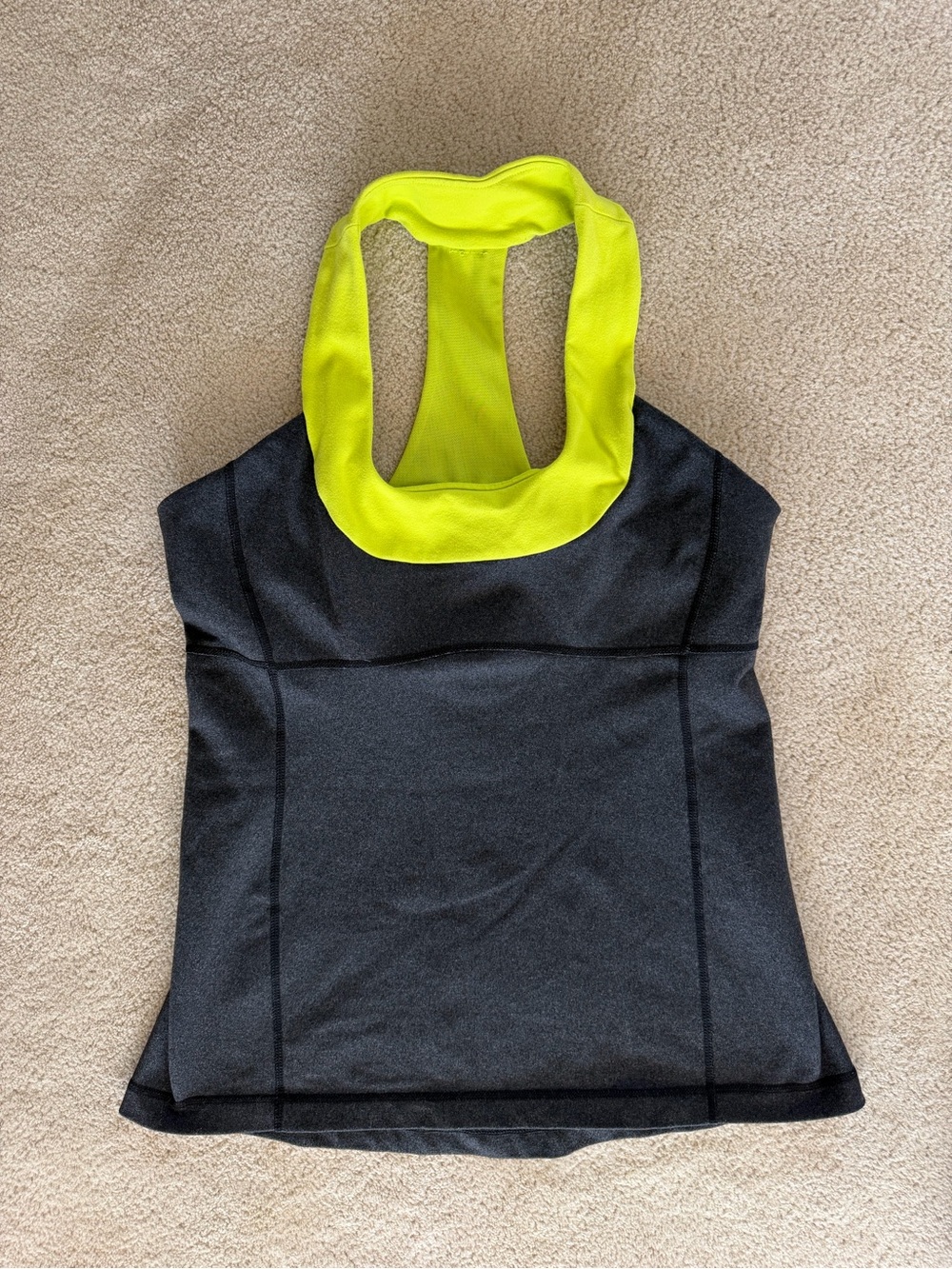 Lululemon Athletic Tank with Neon Yellow Racerback Collar